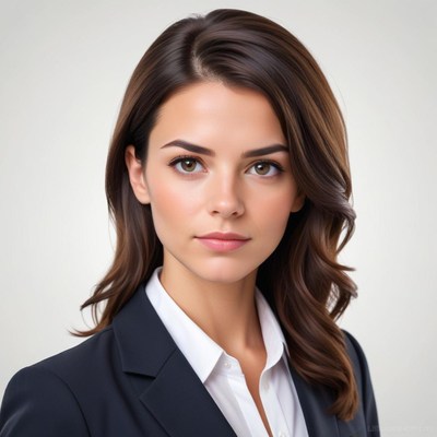 Businesswoman in a suit on a neutral backdrop