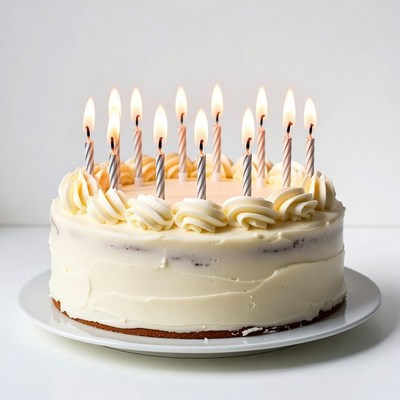 Celebrating with a beautiful birthday cake and candles