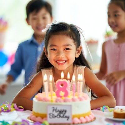 Birthday celebration for a young girl with friends nearby