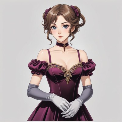 Elegant young woman in a purple gown at a formal event