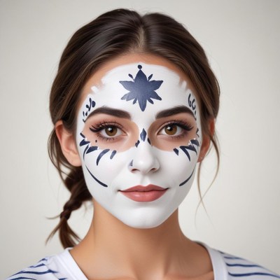 Woman with face paint in a creative design for celebration