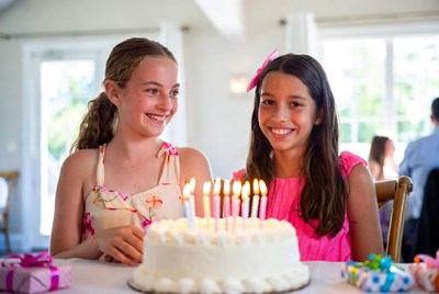 Celebrating birthday joy with a cake and friends