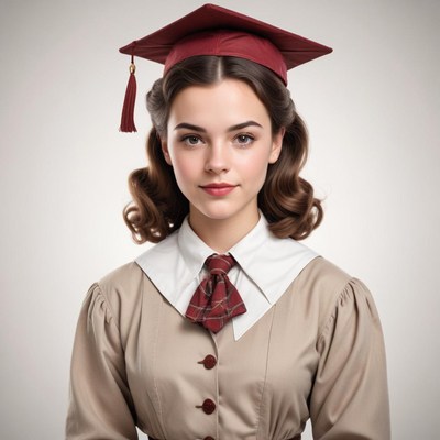 Graduation portrait of a young woman in cap and gown