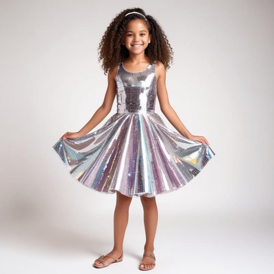Girl dazzles in a sparkling dress at an event