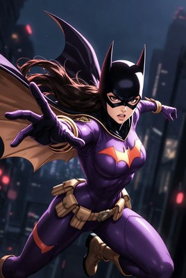 Batgirl leaps into action to save the city at night