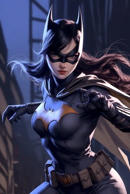 Dynamic superhero in action on city streets at night