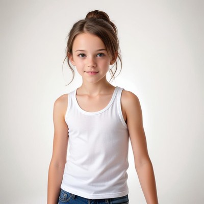 Young girl in casual clothing poses for a simple portrait