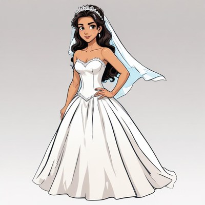 Bride in a beautiful white wedding dress with veil