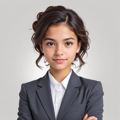 Young girl in a business attire with a confident pose