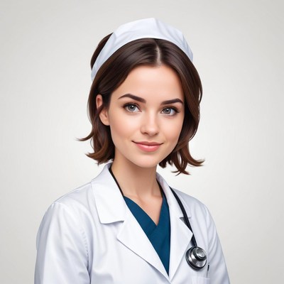 Young nurse smiling in uniform with stethoscope