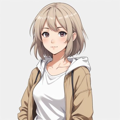 Young woman with short hair in casual outfit