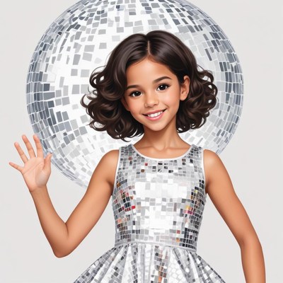Bright young girl enjoys a fun disco moment with sparkles