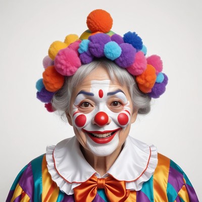 Happy clown with colorful costume and fun hairstyle