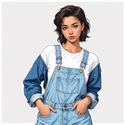 Young woman in casual denim outfit poses confidently