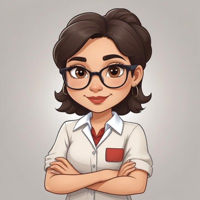 Cartoon character wearing glasses with a confident pose