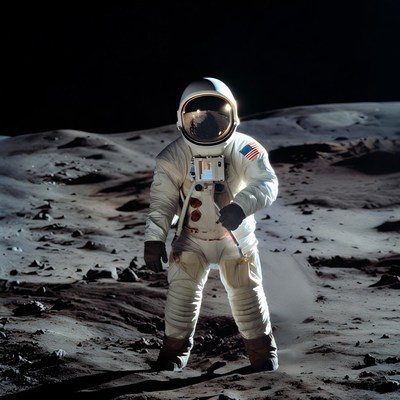 Astronaut walking on the lunar surface during a mission