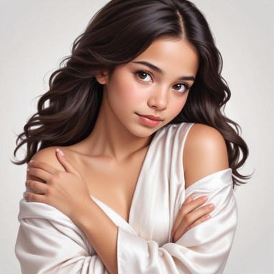 Portrait of a young woman with long hair and soft expression