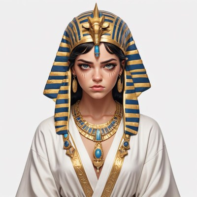 Egyptian queen inspired character with striking headdress