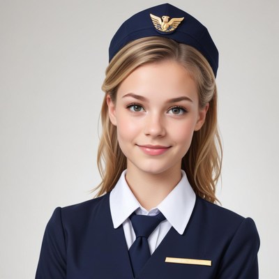 Friendly flight attendant smiling in uniform
