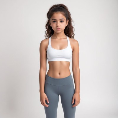 Young girl poses confidently in athletic wear