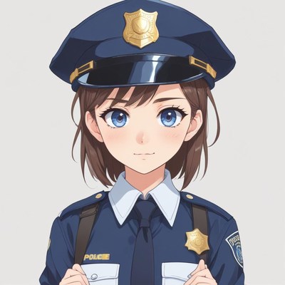 Young police officer stands confidently in uniform
