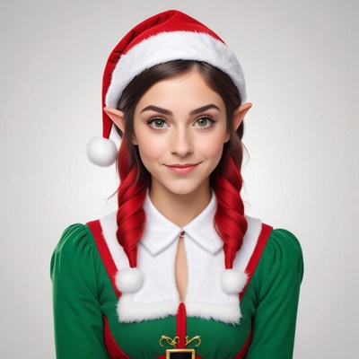 Holiday elf costume with red and green outfit