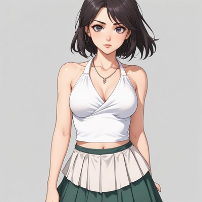 Young woman in stylish outfit posing confidently