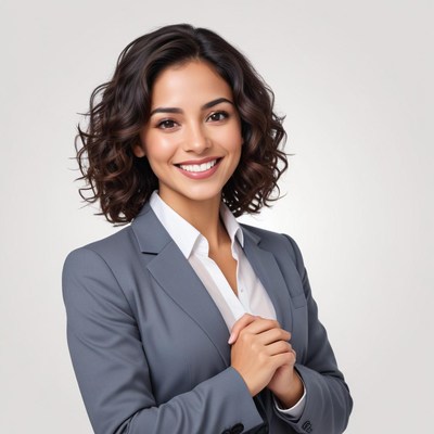 Professional woman smiling in a business suit