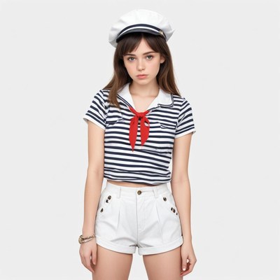 Nautical style outfit for summer on a sunny day