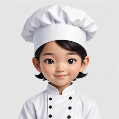 Young chef smiles in a white uniform and hat