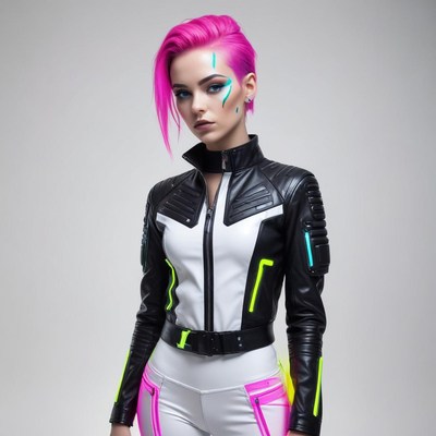 Futuristic fashion look with bold colors and unique style