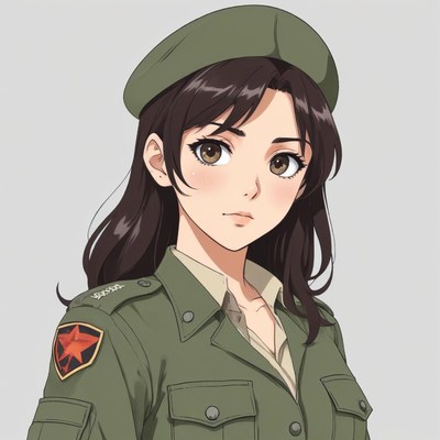 Soldier in uniform with a serious expression