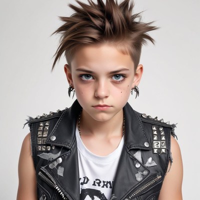 Young model with punk style and spiked hair posing
