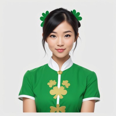 Young woman in green attire celebrating irish culture