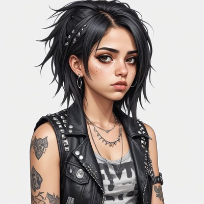 Young woman with edgy style and striking features