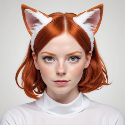 Young woman with fox ears posing in playful costume