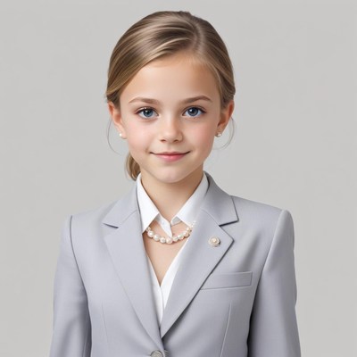 Young girl dressed in formal attire looking confident