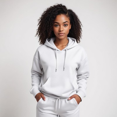 Fashionable young woman poses in stylish athletic wear