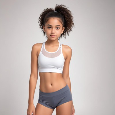 Girl posing confidently in sportswear for fitness shoot