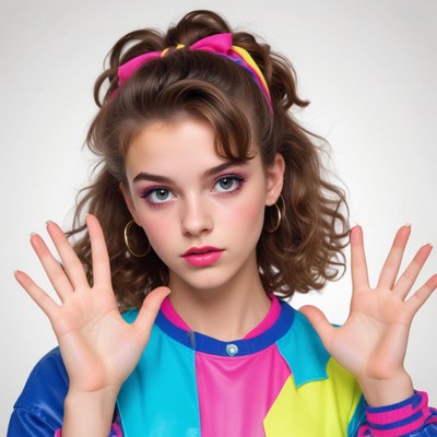 Young model poses with colorful fashion in studio