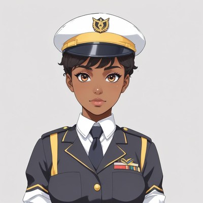 Young officer in a stylish uniform with a hat