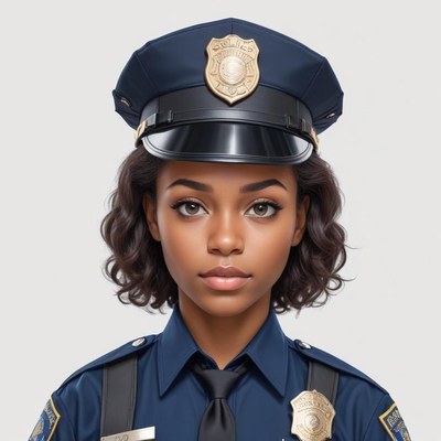 Young police officer in uniform with a friendly expression