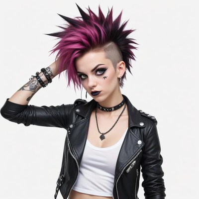 Unique punk hairstyle with vibrant colors and bold fashion