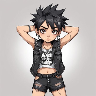 Stylish character with punk look in urban setting