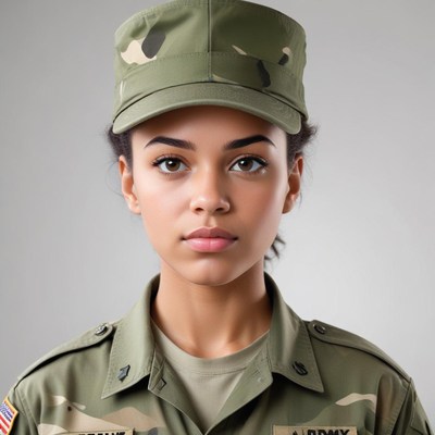 Female soldier in uniform poses for a portrait