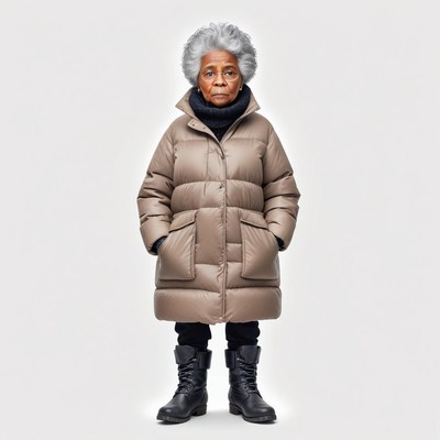 Older woman in stylish winter coat and boots