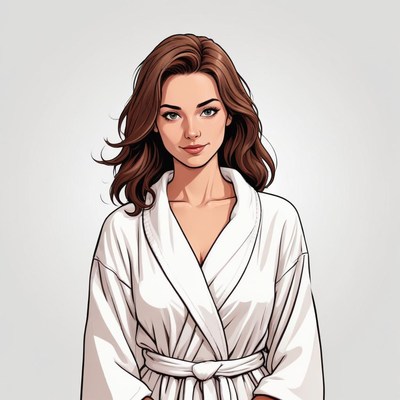 Woman in a bathrobe with a natural expression