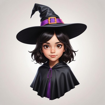 Young witch with a magical expression and dark attire