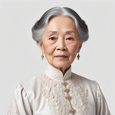 Portrait of an elderly woman in traditional attire