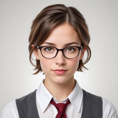 Confident young woman in glasses poses for camera